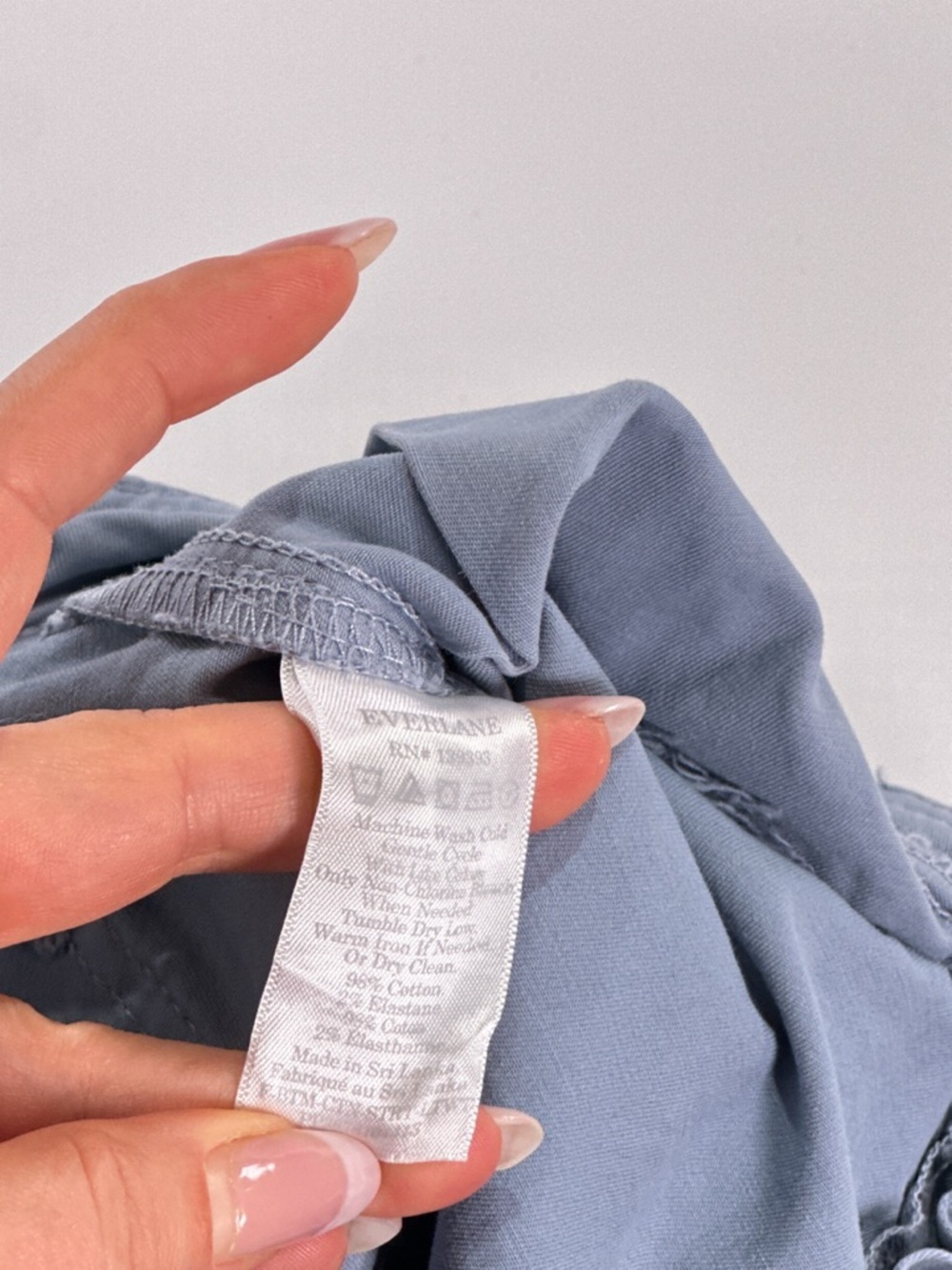 Everlane Wide Leg Crop Pants High Rise Patch Pocket Cotton Stretch Slate Blue 4 - Picture 6 of 12